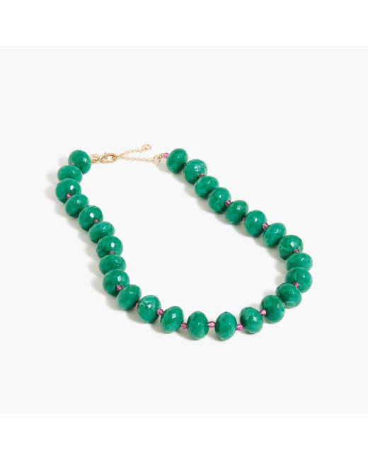 J.Crew Green Chunky Beaded Statement Necklace