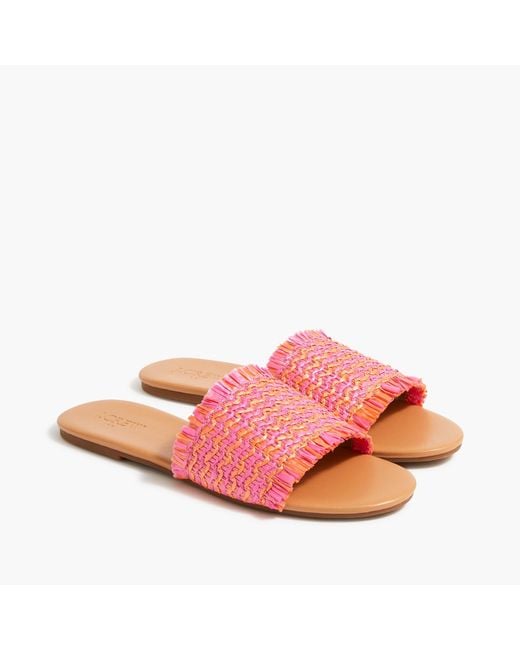 J.Crew Synthetic Raffia Slide Sandals in Pink Lyst