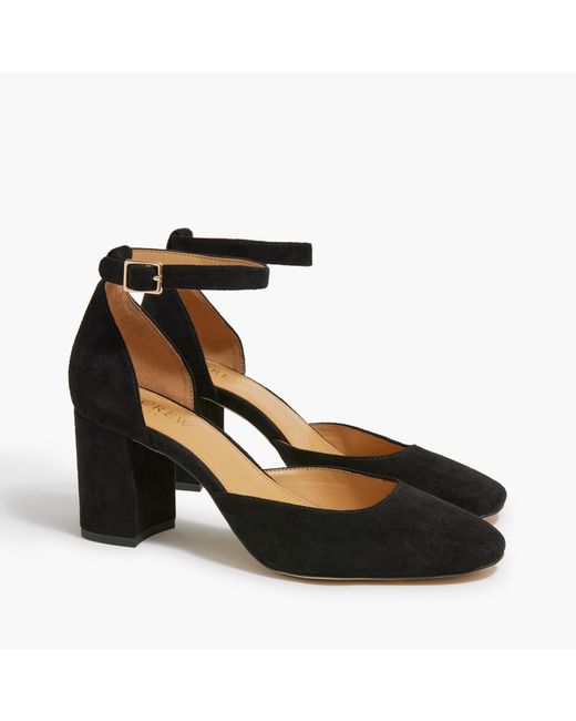 J.Crew Block Heels With Ankle Strap in Black Lyst