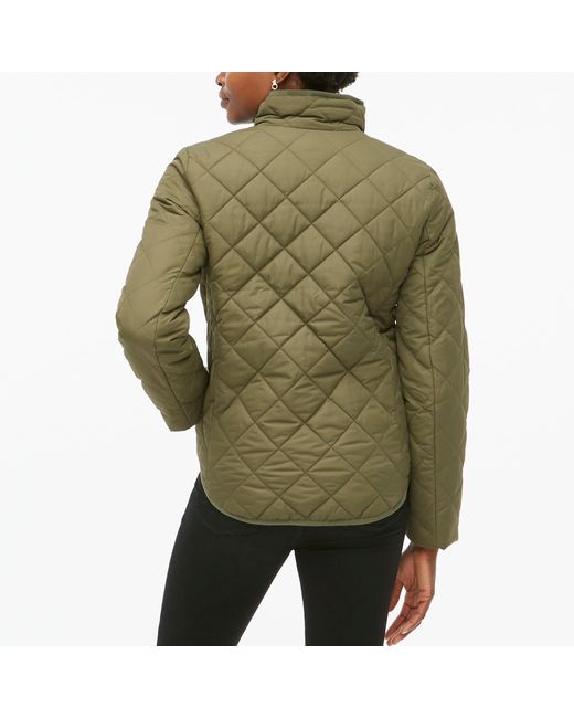 J.Crew Diamond Quilted Puffer Jacket in Green Lyst