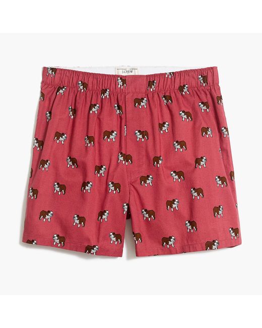 J.Crew Cotton Bulldog Boxers in Red for Men - Lyst