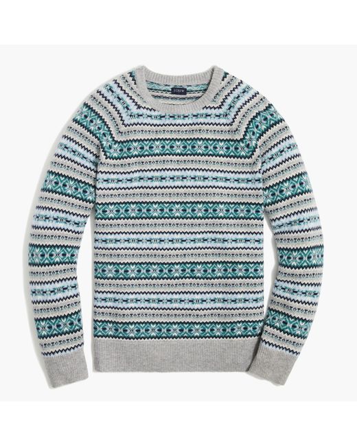 J.Crew Synthetic Lambswool-blend Fair Isle Crewneck Sweater in Blue for ...
