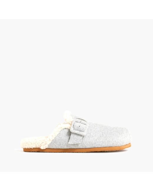 J.Crew Sherpalined Clog Slippers in Gray Lyst
