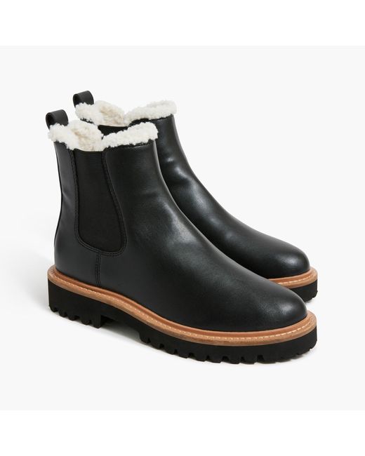 J.Crew Black Sherpa-lined Chelsea Boots
