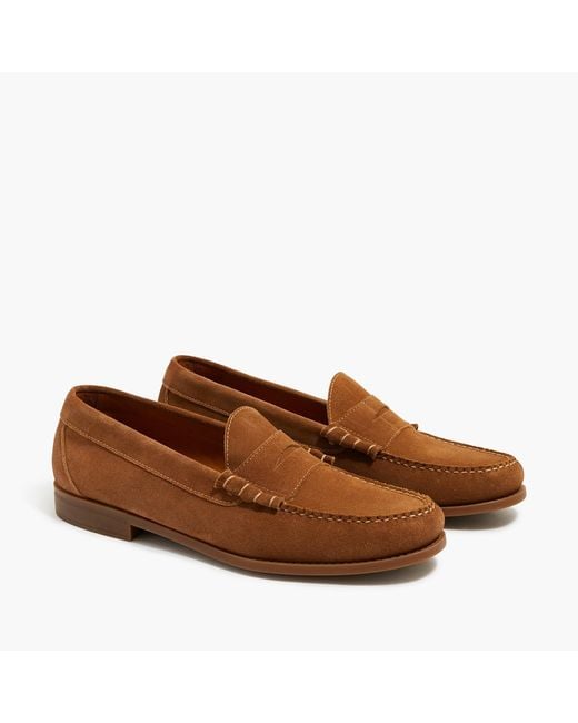 J.Crew Suede Penny Loafers in Brown for Men Lyst