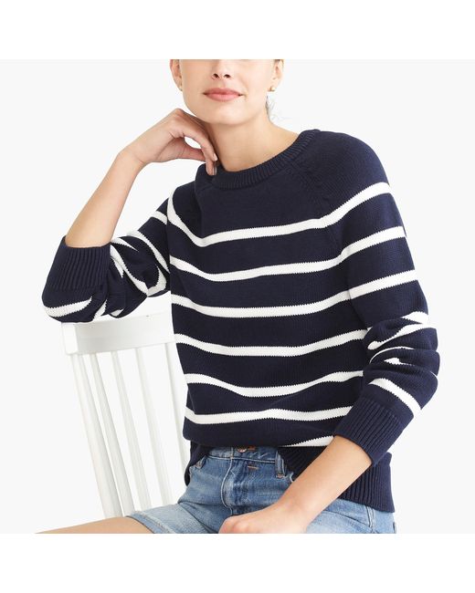 J.Crew Raglan Striped Sweater in Blue | Lyst