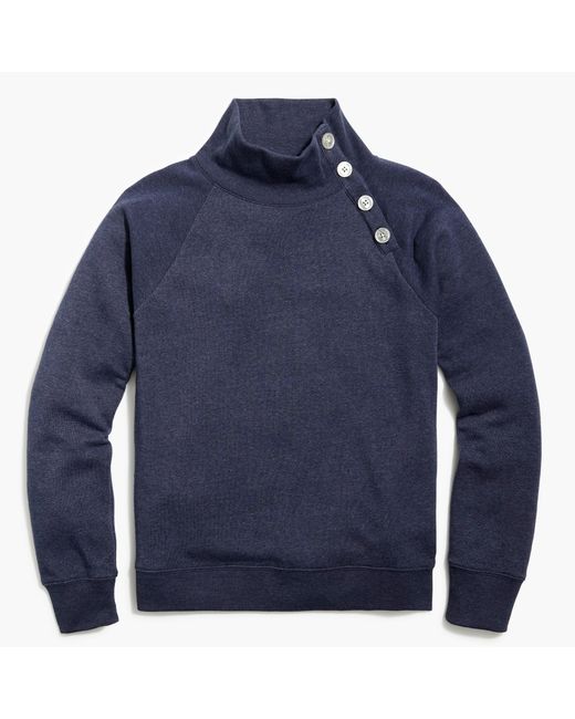 J.Crew Blue Wide Button-collar Pullover Sweatshirt In Cloudspun Fleece