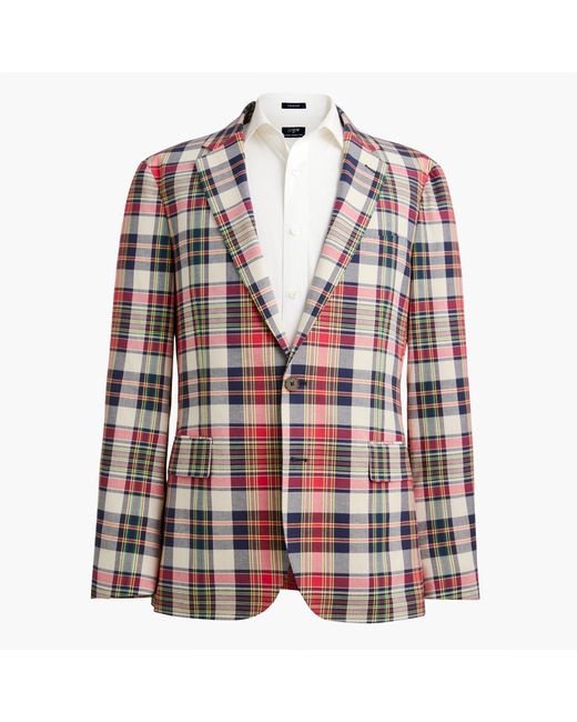 J.Crew Plaid Linen Blazer in Red for Men | Lyst
