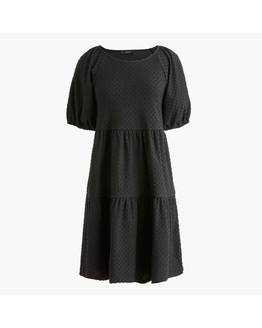 J.Crew Cotton Clipdot Dress in Black Lyst