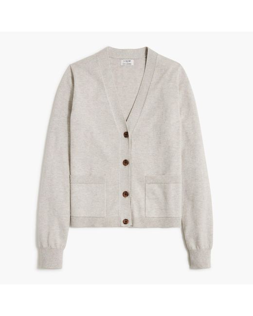 J.Crew Gray Cotton-blend V-neck Cardigan Sweater