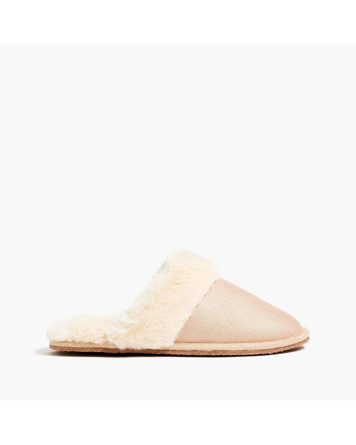 J.Crew Metallic Slippers in Natural Lyst