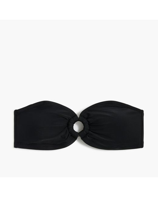 J.Crew Synthetic Gingham Tortoisering Bandeau Bikini Top in Black Lyst