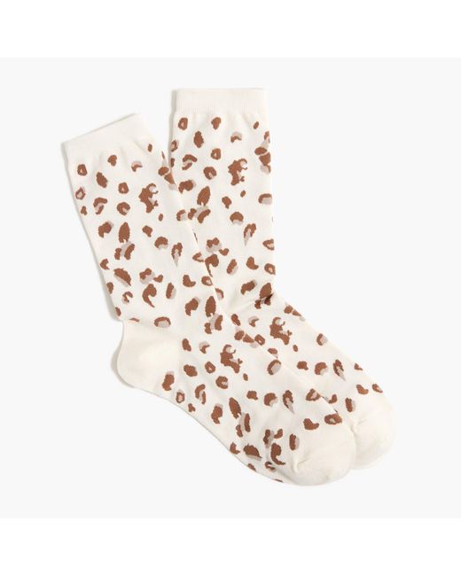 J.Crew Cheetah Trouser Socks in White Lyst