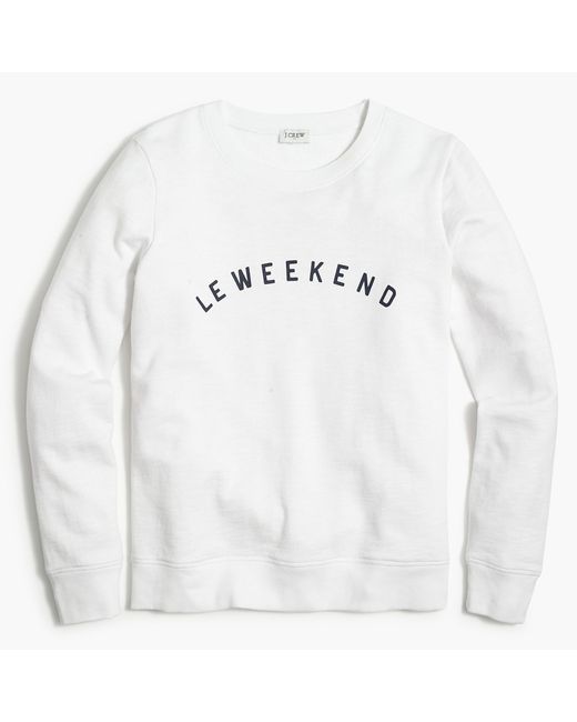 J.Crew White "le Weekend" Graphic Raglan Sweatshirt
