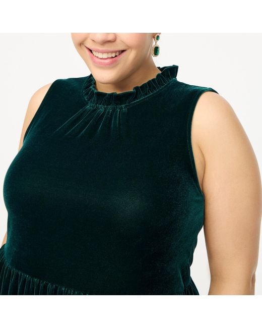 J.Crew Velvet Sleeveless Midi Dress in Green Lyst