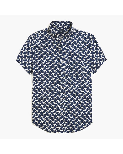 J.Crew Blue Slim Short-sleeve Printed Flex Casual Shirt for men