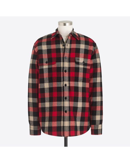 J.Crew Red Sherpa-lined Flannel Jacket for men