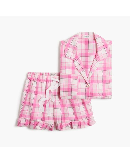 J.Crew Pink Ruffle Flannel Pajama Set