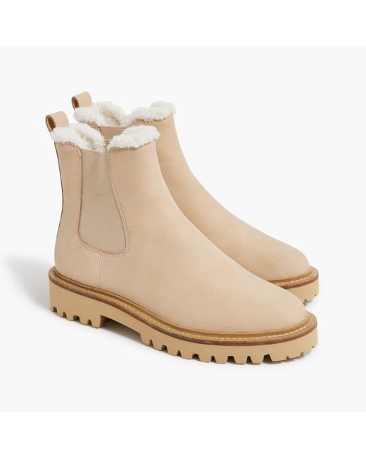 J.Crew Natural Sherpa-lined Chelsea Boots