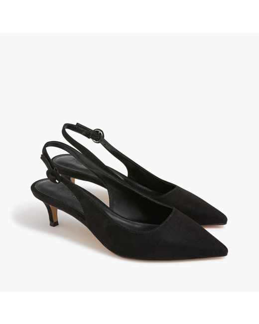 J.Crew Slingback Kitten Heels in Black | Lyst