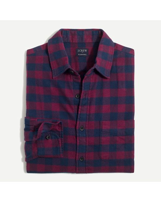 J.Crew Buffalo-check Regular Flannel Shirt in Burgundy Navy Check (Blue) for Men - Lyst