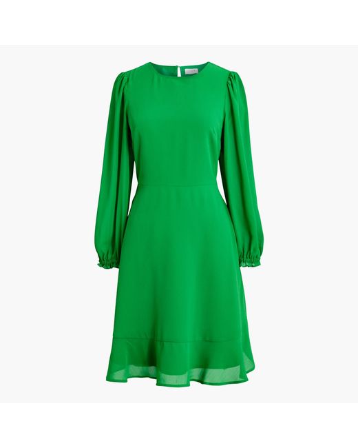 J.Crew Green Mini Dress With Flounce Hem