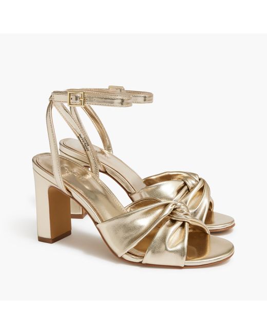 J.Crew Twisted Heeled Sandals in Metallic Lyst
