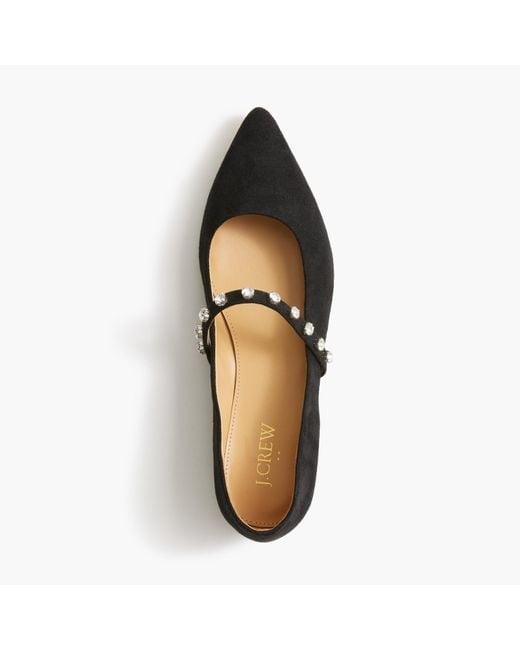 J.Crew Mary Jane Flats With Gem Strap in Black Lyst