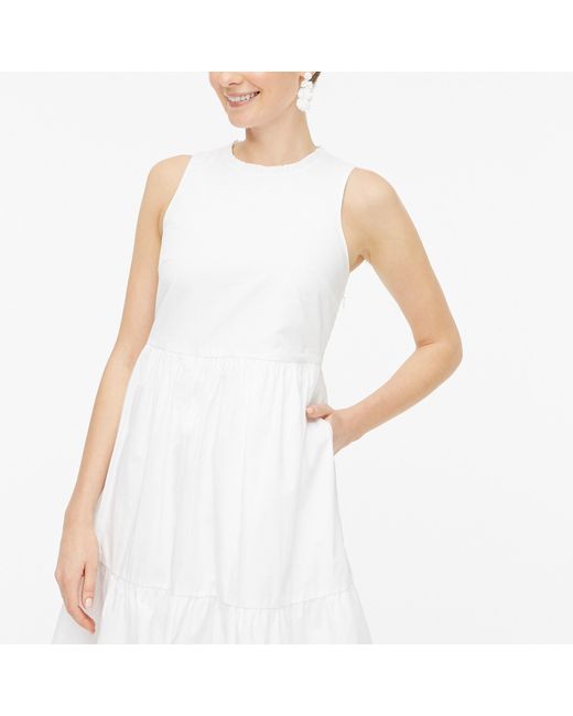 J.Crew Cotton Sleeveless Tiered Dress in White - Lyst