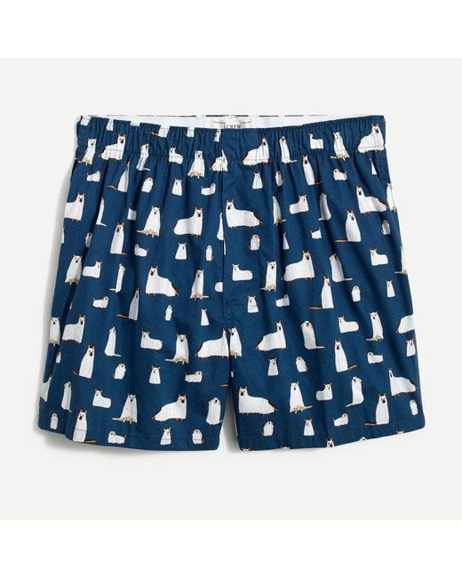 J.Crew Cotton Woven Boxers in Blue for Men Lyst