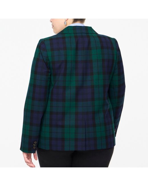 J.Crew Black Watch Plaid Onebutton Blazer in Blue Lyst