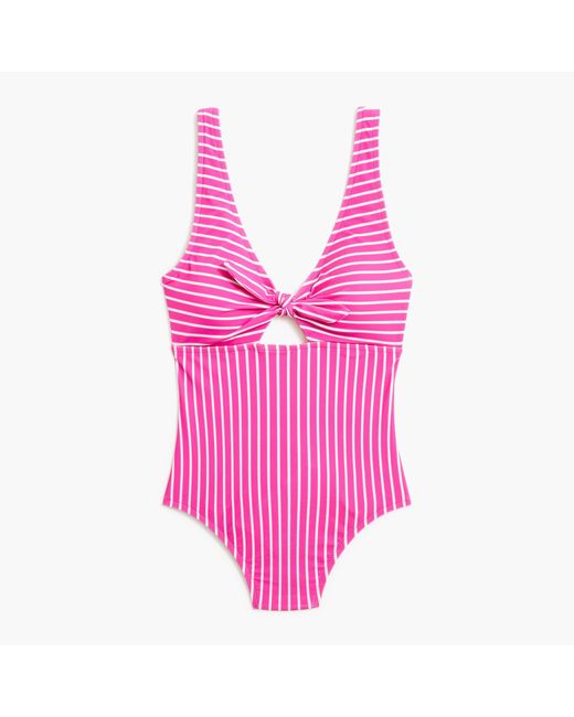 J.Crew Onepiece Cutout Swimsuit With Bow in Pink Lyst