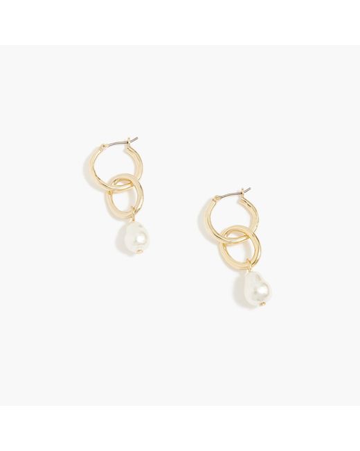 J.Crew Pearl And Circle Hoop Earrings in Metallic Lyst