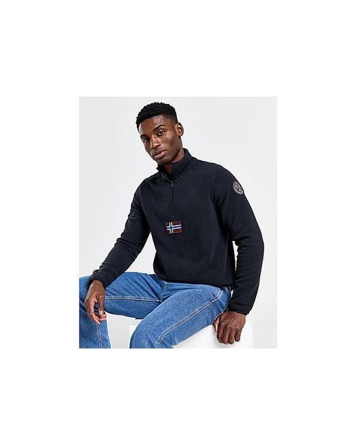 Napapijri Blue Tev Polar Fleece 1/2 Zip Top for men
