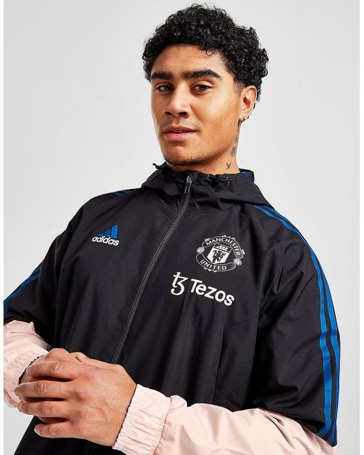 adidas Manchester United Fc All Weather Jacket in Black for Men | Lyst UK