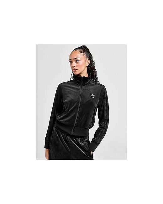 adidas Originals Velour Firebird Track Top in Black | Lyst UK