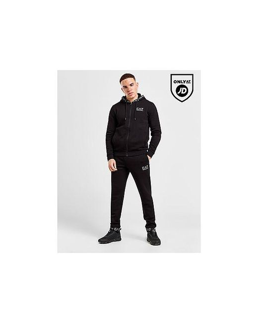 Tuta Completa Zip Integrale Branded Hood di EA7 in Black da Uomo