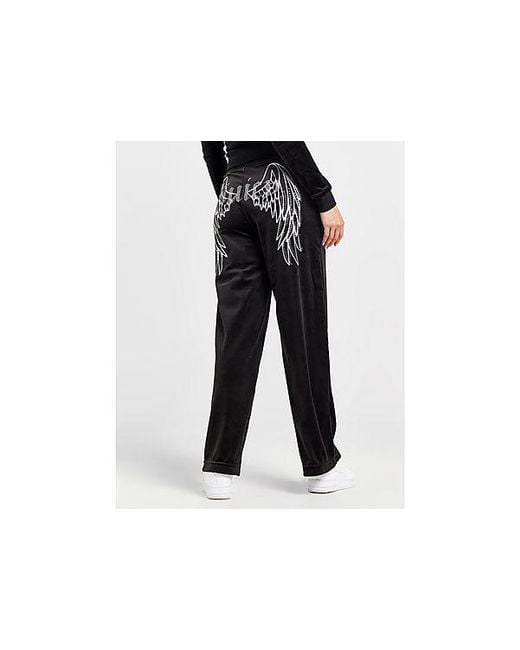 Juicy Couture Diamante Velour Angel Track Pants in Black Lyst UK