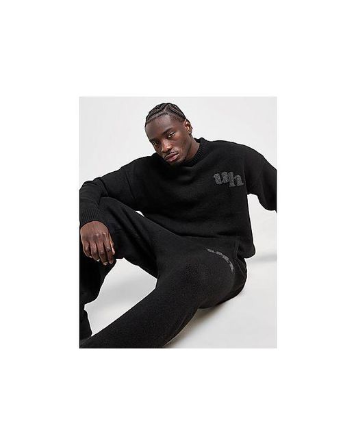 Unlike Humans Black Fuzzy Crew Sweatshirt for men