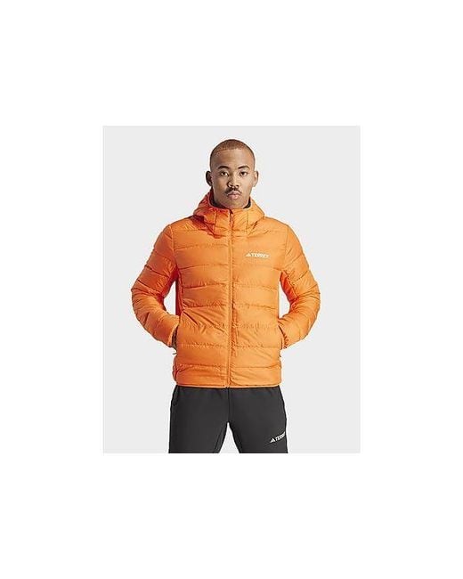 Adidas Orange Terrex Multi Light Down Hooded Jacket for men