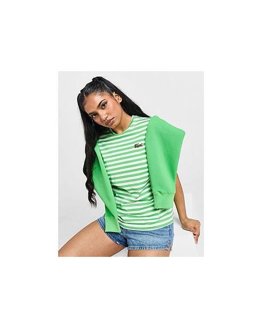 T-shirt Stripe Logo Lacoste en coloris Green