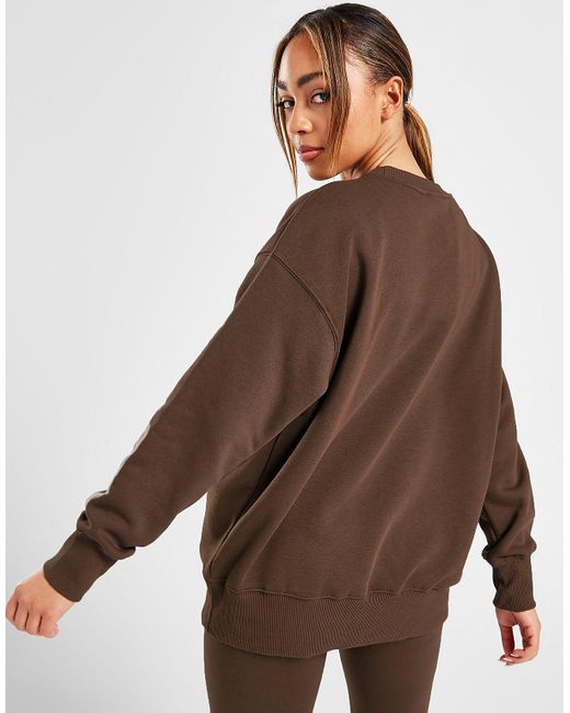 Nike Fleece Varsity Oversized Crew Sweatshirt in Brown | Lyst UK