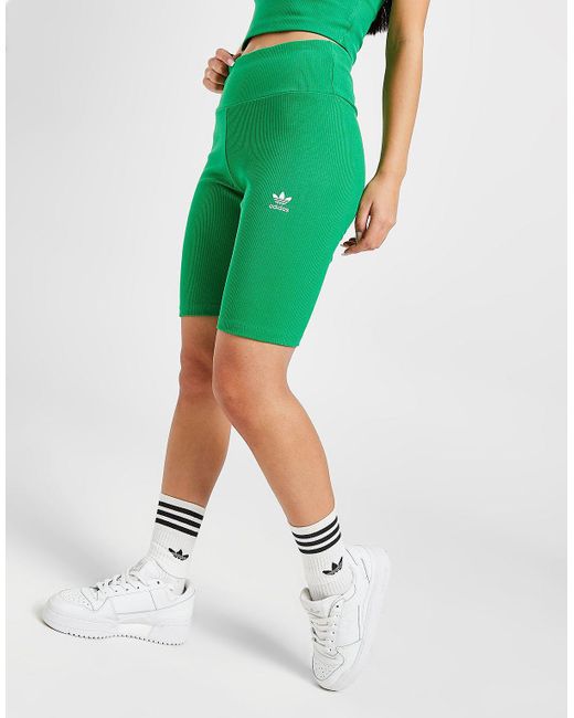 adidas Originals Ribbed Cycle Shorts in Green | Lyst UK