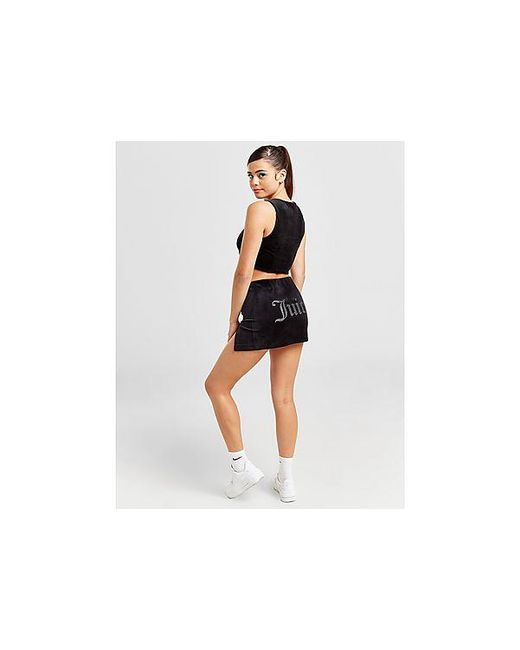 Juicy Couture Black Diamante Velour Mini Skirt