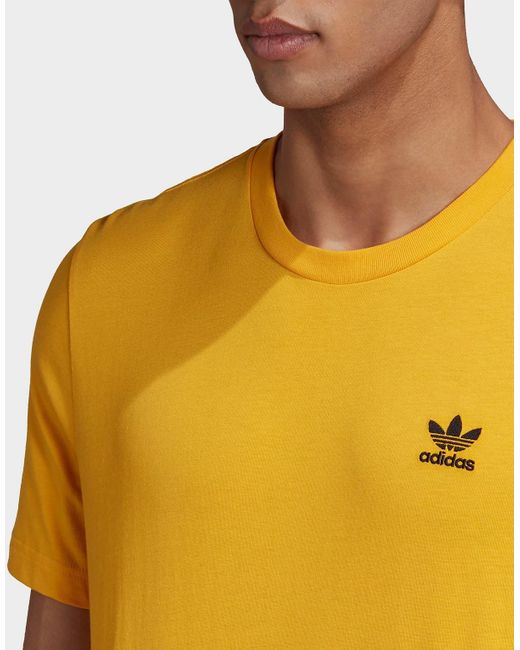 adidas Originals Cotton Trefoil Essentials T-shirt in Yellow for Men - Lyst