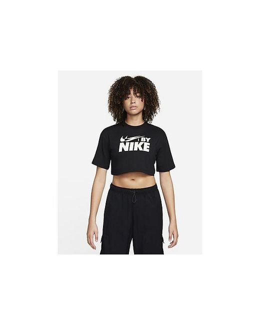 T-Shirt Crop Swoosh Nike en coloris Black