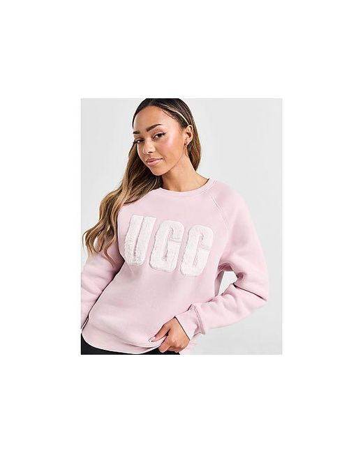 Ugg Pink Fuzzy Logo Crew Sweatshirt