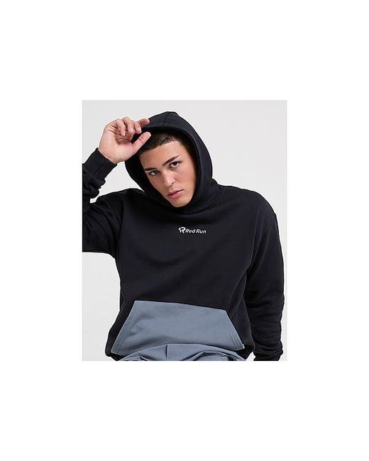 Red Run Activewear Black Overhead Hoodie for men
