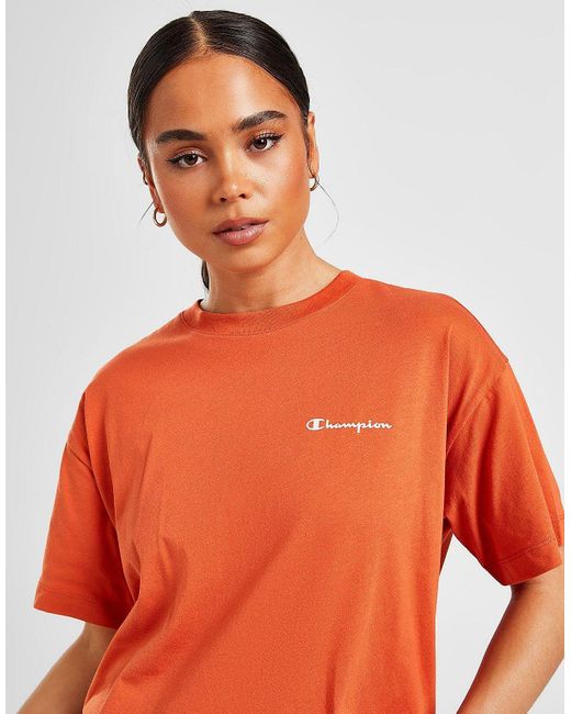 Champion Small Logo T-shirt in Orange | Lyst UK