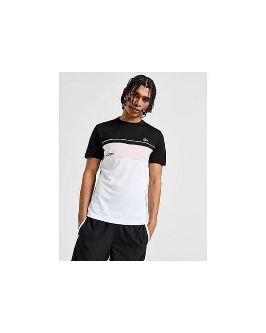 Lacoste Black Colour Block Poly T-shirt for men